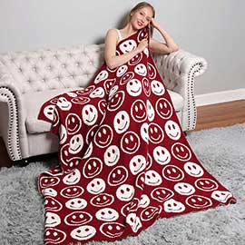 Smile Patterned Reversible Throw Blanket