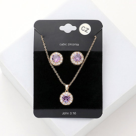 CZ Round Pendant Necklace