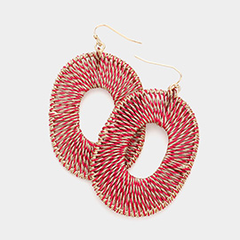 Thread Wrapped Open Oval Dangle Earrings