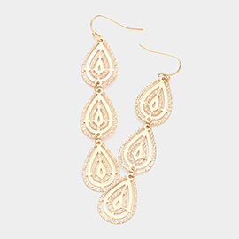 Triple Metal Teardrop Link Dangle Earrings