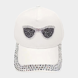 Bling Sunglasses Accented Studded Baseball Cap