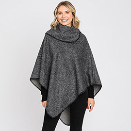 Textured Solid Neck Poncho