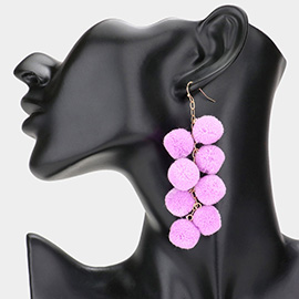 Pom Pom Cluster Vine Dangle Earrings