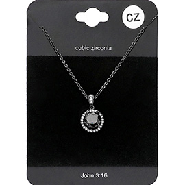 CZ Round Pendant Necklace