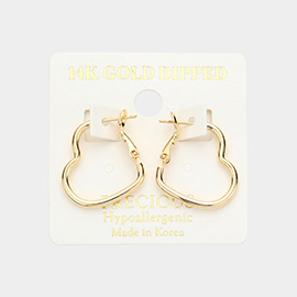 14K Gold Dipped Metal Heart Hoop Earrings