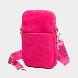 Solid Faux Suede Crossbody Bag