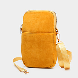 Solid Faux Suede Crossbody Bag