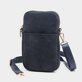 Solid Faux Suede Crossbody Bag