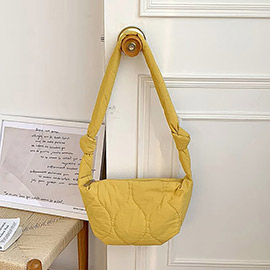 Quilted Puffer Half Moon Tote / Shoulder Bag