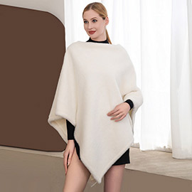 Solid Faux Fur Poncho