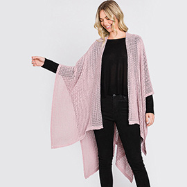 Solid Chenille Crochet Ruana Poncho