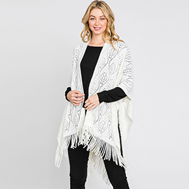 Patterned Fringe Ruana Poncho