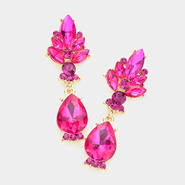 Marquise Glass Crystal Teardrop Dangle Evening Earrings