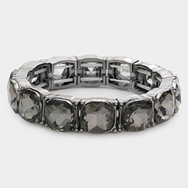 Cushion Square Stone Stretch Evening Bracelet