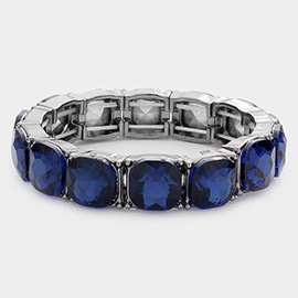 Cushion Square Stone Stretch Evening Bracelet