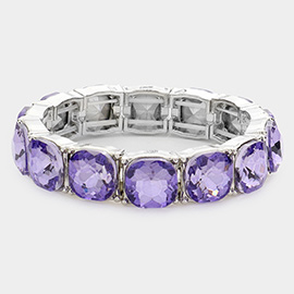 Cushion Square Stone Stretch Evening Bracelet