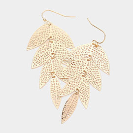 Filigree Metal Leaf Link Dangle Earrings