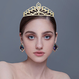 Triple Round Stone Pointed Princess Tiara