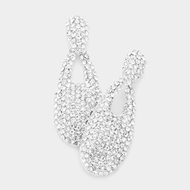 Rhinestone Pave Teardrop Dangle Evening Earrings