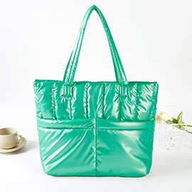 Solid Puffer Tote / Shoulder Bag