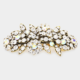 Stone Embellished Flower Leaf Cluster Barrette