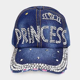 Princess Message Bling Crown Studded Baseball Cap