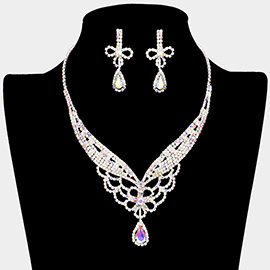 Teardrop Stone Accented Rhinestone Necklace