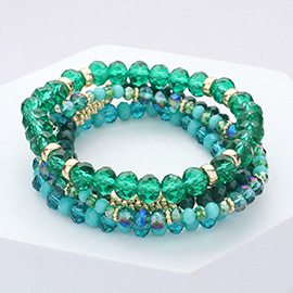 4PCS - Faceted Beaded Stretch Bracelets