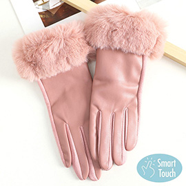 Faux Fur Cuff Touch Smart Gloves