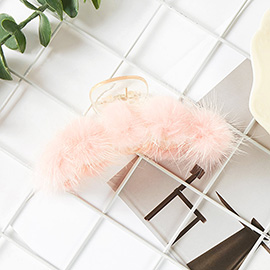 Faux Fur Pom Pom Hair Claw Clip