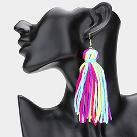 Yarn Thread Tassel Dangle Earrings