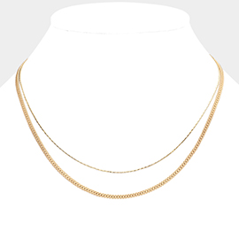 Metal Chain Double Layered Necklace