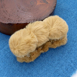 Faux Fur Triple Pom Pom Hair Claw Clip