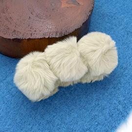 Faux Fur Triple Pom Pom Hair Claw Clip