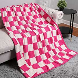 Reversible Checkerboard Patterned Throw Blanket