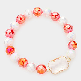 Lucite Accented Faceted Beaded Stretch Bracelet