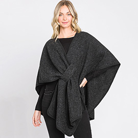 Solid Pull Through Interlock Wrap Poncho