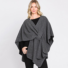 Solid Pull Through Interlock Wrap Poncho