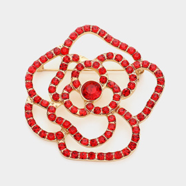 Stone Embellished Flower Pin Brooch