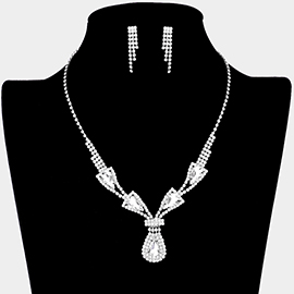 Teardrop Stone Accented Rhinestone Necklace