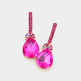 Teardrop Stone Accented Evening Earrings