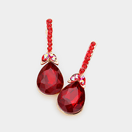 Teardrop Stone Accented Evening Earrings