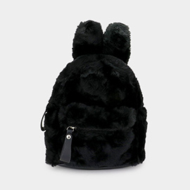 Solid Faux Fur Bunny Mini Backpack Bag