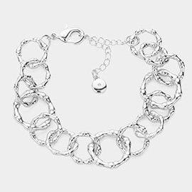 Metal Bamboo Open Circle Link Bracelet