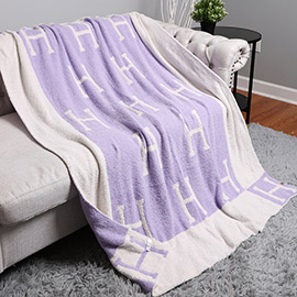 H Patterned Reversible Throw Blanket