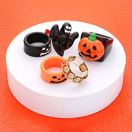 5PCS - Resin Pumpkin Ghost Rings