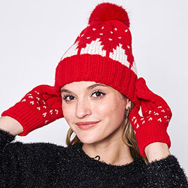 Snowy Mountain Faux Fur Pom Pom Beanie Hat