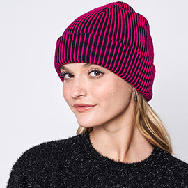 Woven Two Tone Beanie Hat