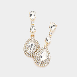 Triple Teardrop Stone Link Dangle Evening Earrings