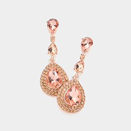 Triple Teardrop Stone Link Dangle Evening Earrings